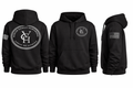 Black Hoodie with White Emblem and Flag