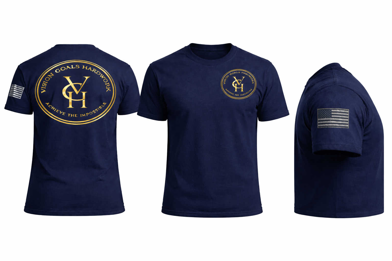 Tactical Navy Blue T-shirt with Gold design