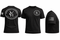 Tactical Black T-Shirt with White Flag and Emblem