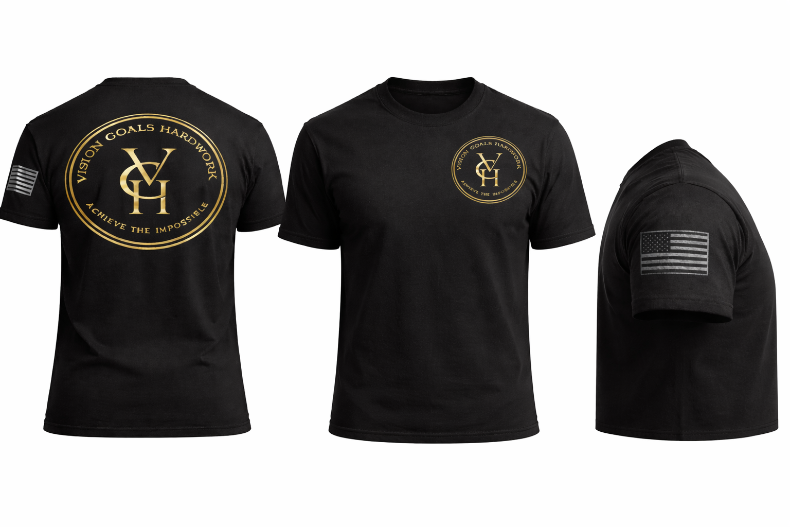 Tactical Black T-shirt with gold emblem
