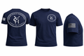 Tactical Navy Blue T-Shirt with Flag and White Emblem
